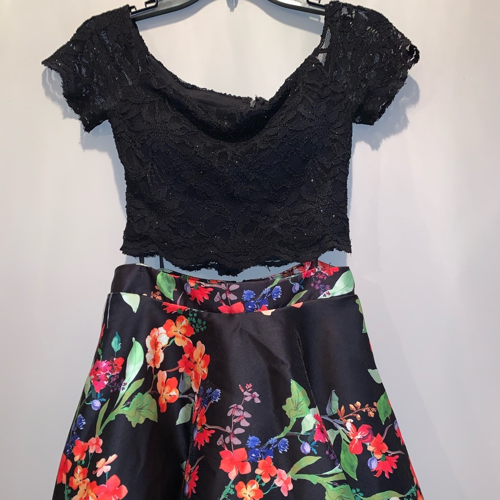 Floral 2 piece formal dress homecoming